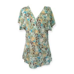 J. Jill Airy Floral Surplice Stretch Top Medium